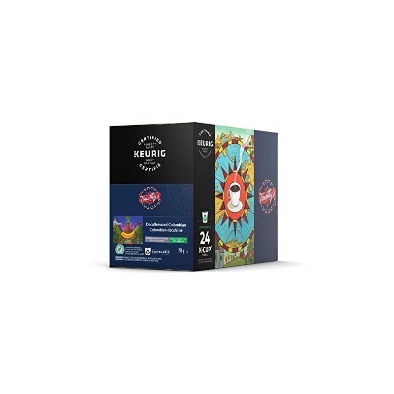 Timothy's World Coffee Decaf Colombian K-Cup Coffee, 24 Count (Pack