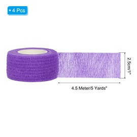 PATIKIL Sports Self-Adhesive Tape, 4 Pack 2" X 5 Yards Bandage Wrap Breathable Elastic Tape Prevent Finger Friction for Golf Baseball Volleyball, Purple