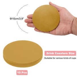 uxcell Round Drink Coasters Set of 10 Dual Sided Non-Slip Non-Stick Waterproof Leather Coasters for Drinks, Coffee Table, Housewarming Gifts, Home Decor 4"×4" Ginger