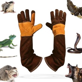 Vomurra Animal Handling Gloves Bite Proof,23.6Inch Leather Welding Gloves,Multipurpose Puncture Proof Gloves for Grabbing Reptile,Grooming Bite Proof Gloves for Cat Dog Bird Falcon Livestock Snake