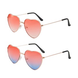 SGERUFZ Pack of 2 Heart Glasses Hippie Glasses Women's Retro Party Glasses Costume Accessories 70s 80s 90s Costume Party Rock Party Accessories Ideal for Travel Photography and Parties
