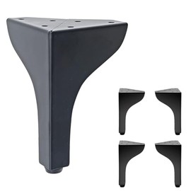 AKB Hardware Set of 4 Designer Metal Legs – Heavy Duty Furniture Legs for Sofa Tables, Coffee Tables, and DIY Projects – Modern Style with Easy Installation (Black, 6" H)