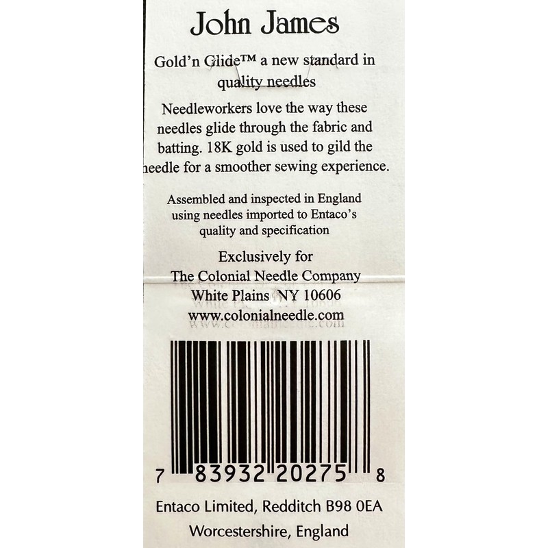 John James Gold Eye Easy Glide Milliner Needles-Size 11 10/Pkg,