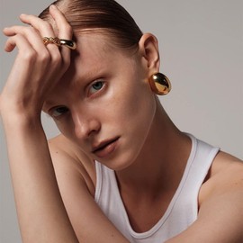 Gold Chunky Stud Earrings for Women