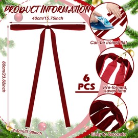 Janinka Velvet Christmas Swag Bow 23.5 x 15.5 Inches Rustic Large Velvet Christmas Staircase Wreath Bows Vintage Christmas Tree Topper Bows Large Velvet Bow for Christmas Outdoor(Wine Red,6 Pcs)