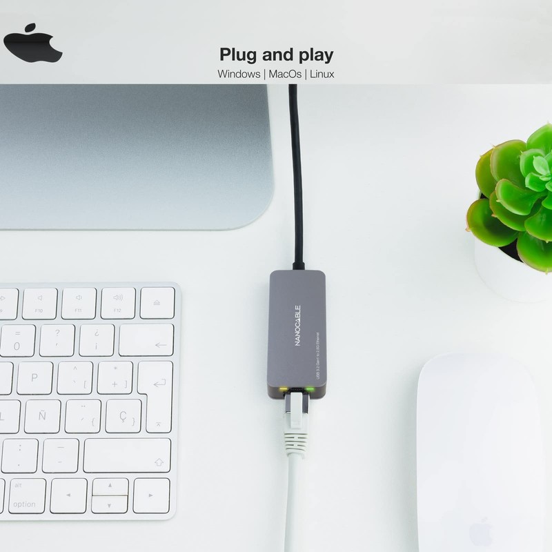Nanocable 10.03.0410 - USB-C 3.2 GEN1 to Ethernet 2.5G Converter,