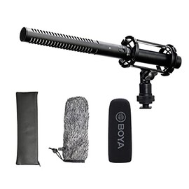 BOYA Vlogging Camera DSLR Shotgun Microphone with Shockmount Windscreen Mic for Canon Nikon Sony Professional External Condenser Microphones for Video Recording Voice Interview YouTube BY-BM6060