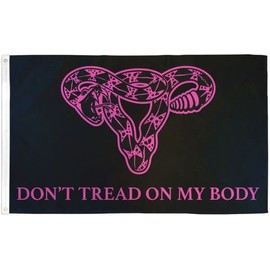 Don't Tread On My Body Pink & Black Gadsden Flag 3x5ft Poly - Womens Uterus Rights Come and Take It