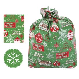 JOYIN 8 Jumbo Christmas Giant Goody Gift Bags 44” X 36” with Gift Tags for Holiday Treats, Oversize Xmas Gifts, Heavy Duty Party Favor Supplies, Large Goodie Bags