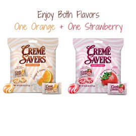 Creme Savers Strawberries and Creme + Orange and Creme Hard Candy 6.25oz Two Pack | Taste of Fresh Strawberries in Rich Cream + The Taste of Fresh Orange Swirled in Rich Cream | The Origninal Classic Creme Savers Brought To You By Iconic Candy | (1) 6.25