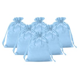 PATIKIL Satin Gift Bags, 6 Pcs 8 x 6 Inch Wedding Favor Drawstring Bags with Drawstring for Birthday Christmas Jewelry Party, Light Blue