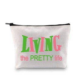 Sorority Bags Pink and Green Sorority Graduation Gift Living the PRETTY life Makeup Bags Gift for Women Girls (Living the PRETTY life)