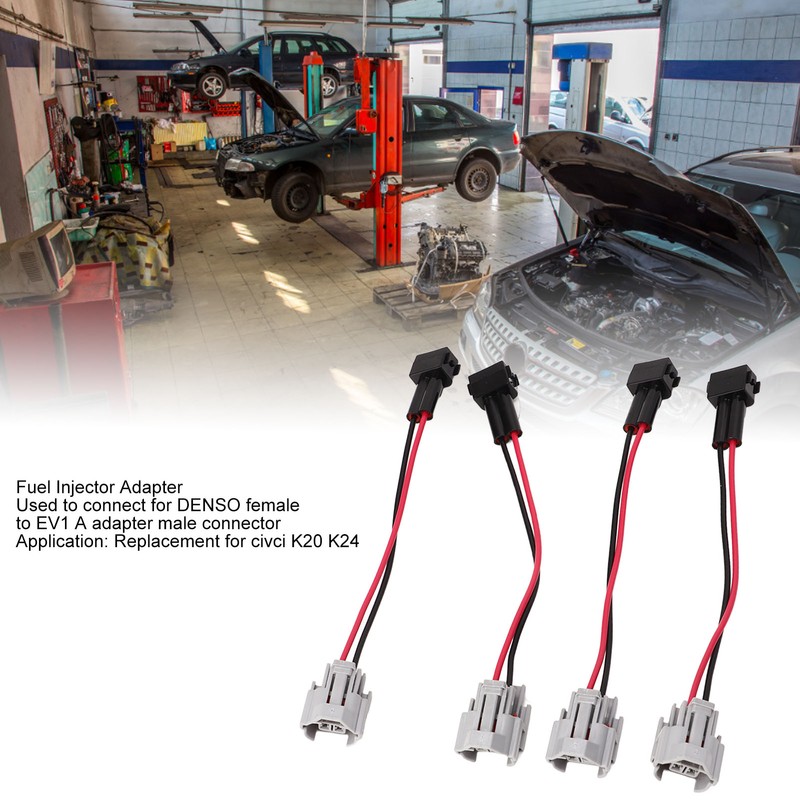 4pcs Fuel Injector Harness Adapter for DENSO Female to EV1