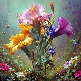 CafePress Tiger In Mystical Spring Hibiscus 18"x18" Reusable Grocery Shopping Sling Tote Bag