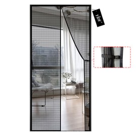 Magnetic Screen Door - Fiberglass Enhanced Screen Mesh,Heavy Duty Mesh,Self Sealing,Powerful Magnets,Full Frame Magic Tape Screen Door No Gap,New Side Buckle Design Screen Door - 34x81 Inch,Black