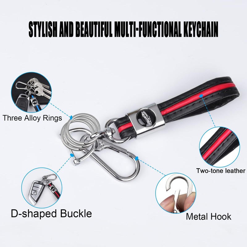 COREION Universal Leather Car Keychain,Unisex car keychain,Car key fob accessories,Carabiner