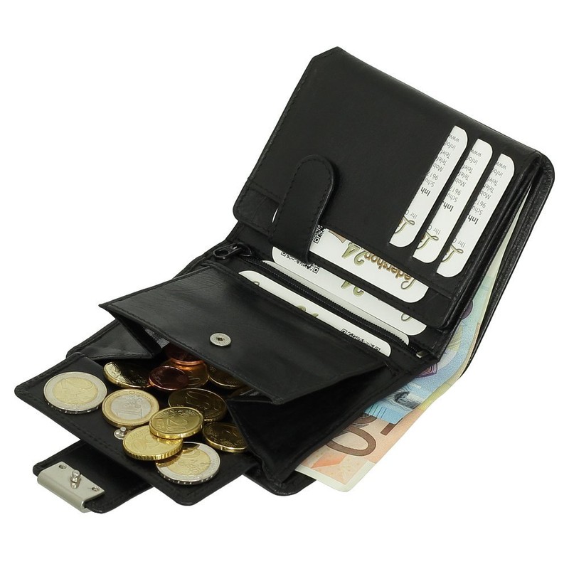 Luxury Leather Ladies Purse Wallet XXL Wallet with Press Stud