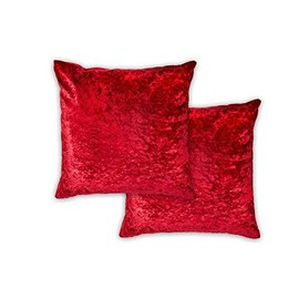 Lex's Linens Set of 2 Crushed Velvet Cushion Covers (Red)