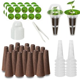 73pcs Seed Pod Kit for Aerogarden, Hydroponics Garden Accessories for System Compatible with Hydroponics Supplies from All Brands, 18 Grow Sponges, 12 Plant Baskets & Domes, 30 Pod Labels, 1 Tweezer