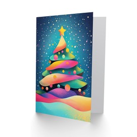 Wee Blue Coo Greeting Card Colourful Decorated Tree Fun Modern Pop Art Blank For Him Or Her Art Xmas Christmas Card