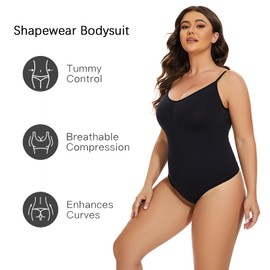 UniikStuff 2 Pack Bodysuit for Women - Seamless Tummy Control Shapewear Sculpting Thong Sleeveless Women Body Shaper
