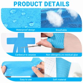 14 PCS Kinesiotapes, Precut Tapes für Rücken, Kinesiotapes Vorgeschnitten, Bequem und Atmungsaktiv, Reißfest und Effektiv Wasserdicht, Elastisch, Geeignet für Schultern (Himmelblau + Rosenrot)