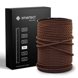 smartect Braided Cable twisted, Brown, 5 Metres 3 Core Electrical Cable (3 x 0.75mm²) Vintage Fabric Electrical Wire for your DIY project