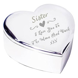 Chris Bag Of Goodies Sister I Love You To The Moon and Back Heart Trinket Box Novelty Keepsake Idea