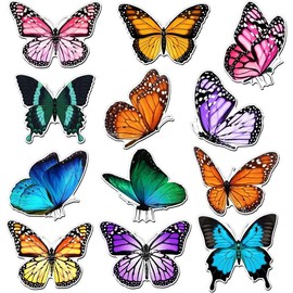 12 Pieces Butterfly Magnets Butterfly Car Magnetic Stickers Art Vintage Magnets Decal Removable Fridge Cute Magnetic Stickers for Office Home Whiteboard Car Decor(12 Style) - Style: 6 Style