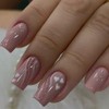 RikView Pink Press on Nails Medium Acrylic Nails Square Fake