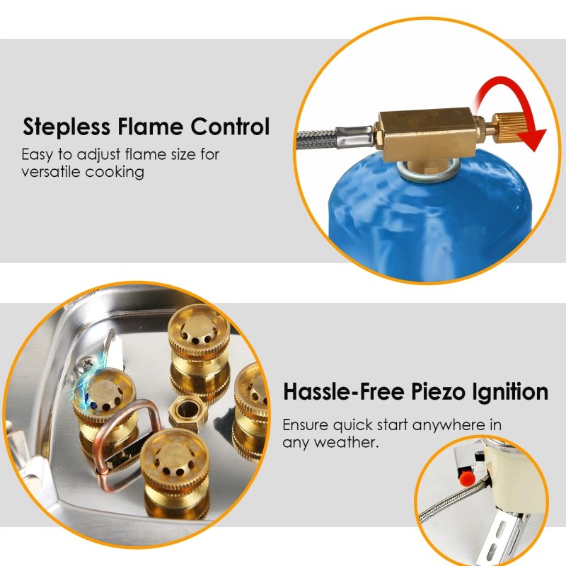 LakeForest Portable Camping Stove Gas Cooking Burner Propane Butane with