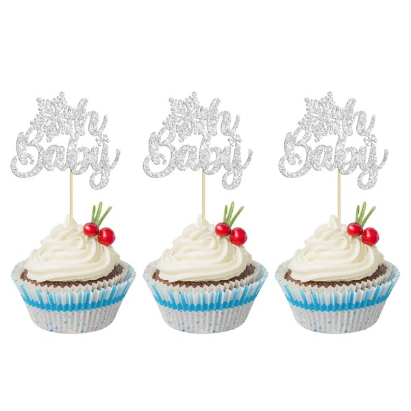 24 piezas de adornos para cupcakes de copo de nieve