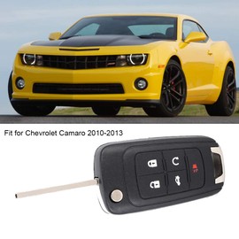 KIMISS 5 Button Key Shell Black Car Key Case ABS Flip Key Fob Case for Camaro 2010-2013