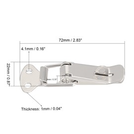 sourcing map Spring Loaded Toggle Latches, 72mm Length Iron Hasps Clamps for Case Box Trunk Catches, Pack of 4 (with Lock Hole)