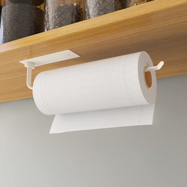 Paper Towel Holder Under Cabinets, Self-Adhesive and Drilled Paper Towel Holder Available, Wall Mounted, 12.2 "Stainless Steel Paper Towel Holder, Kitchen, Counter, Cabinets, Pantry, Bathroom, White