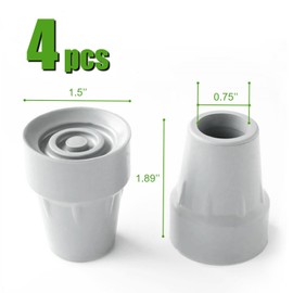 SenseYo 4 Pcs 0.75" Replacement Rubber Cane Tips for Canes Crutch Walking Sticks Walkers (Grey)