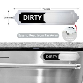 Dishwasher Magnet Clean Dirty Sign, High Strength Magnetic Effect, Made of High Grade Stainless Steel, Easy to Slide, High Match with Dishwasher Surface, A Perfect Match for Dishwasher (Silver)