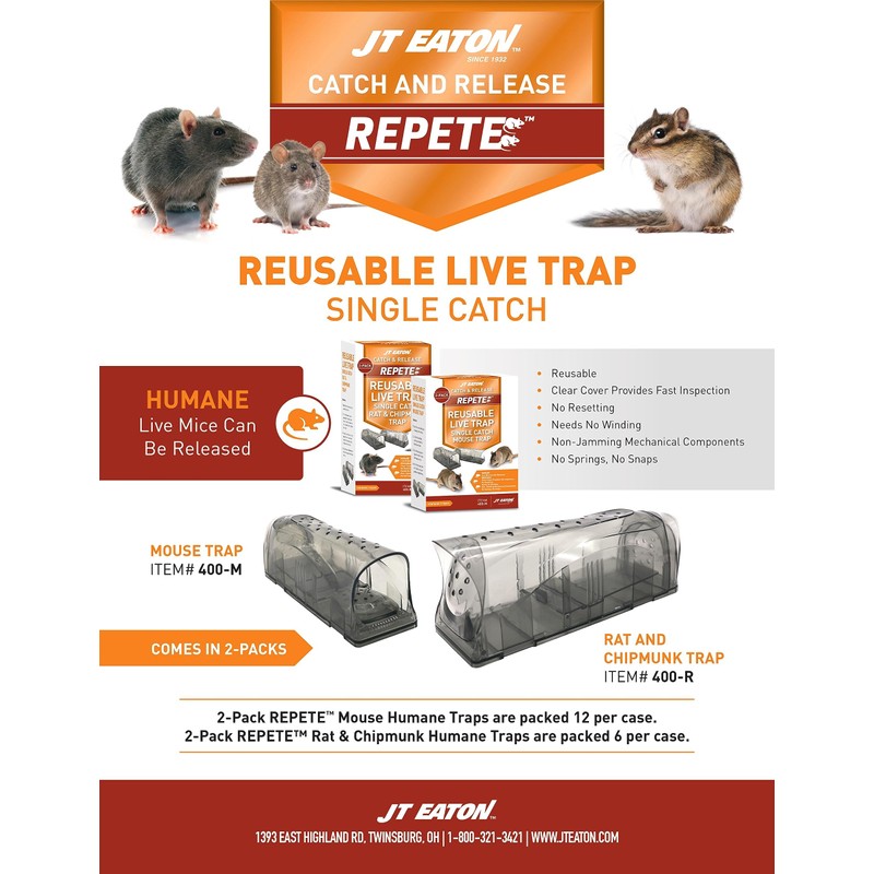 JT Eaton 400-R Repete Rat & Chipmunk Trap, Black