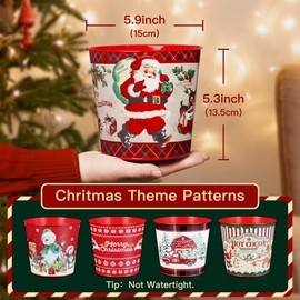Putuo Decor Christmas Galvanized Bucket, 5 Pieces Christmas Ice Buckets for Parties, Christmas Theme Decorations Pails Galvanized Tin Basket for Party Home Table Centerpieces Decor