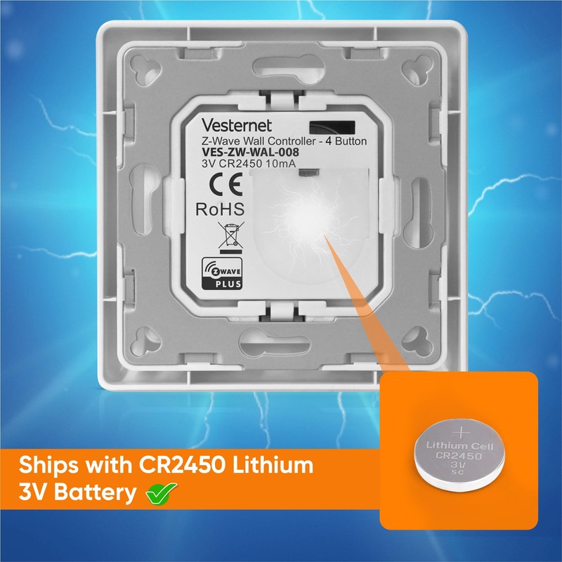 Vesternet Z-Wave 4 Button Smart Wall Controller | Trigger Up