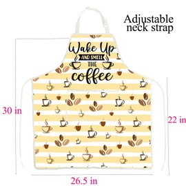 FUSTMW Coffee Lover Gifts Coffee Gifts Wake Up and Smell The Coffee Aprons for Barista Coffee Shop Aprons with Pockets (Coffee Apron)