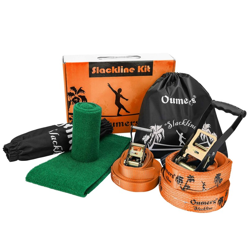 Beginner Slackline Kit, Oumers Slack Line Gift Set with 50ft