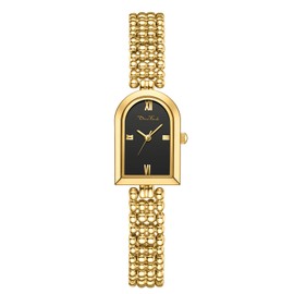 Diaofendi Petite Arch Gold Women’s Watch, Elegant Waterproof Ladies Watch with Japanese Quartz Movement, Adjustable Strap with Fit Tool (D36323-Gold Black)