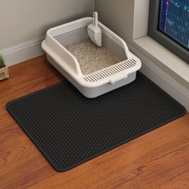 Cat Litter Mat - Cat Litter Mat Litter Trapping Mat 46x26/35x24/30x22/24x16/20x16/18x12 Inch Cat Litter Box Mat Extra Large, Honeycomb Double Layer Cat Litter Mat Tracking Washable Waterproof (18*12)
