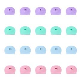 Key Cap Label Set, Pack of 20 in 4 Different Colours, Plastic Key Identification Label Covers, Key Caps, Rubber Covers for Standard Flat House Keys