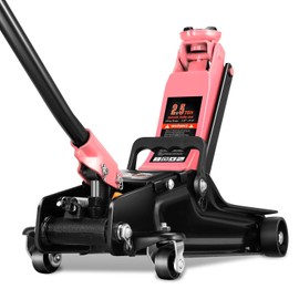 Auto Dynasty 2.5 Ton Low Profile Floor Jack, Heavy Duty Steel Hydraulic Car Jack with Single Pistons Quick Lift Pump, Hydraulic Racing Floor Jack, Lifting Range 3.35" to 15", Pink