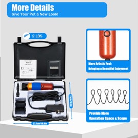 ReqianXH Pet Grooming Clippers 36w 2000-6600rpm Stepless Speed Control Dog Hair Trimmer Kit with Carrying Case and Extra Detachable Blade, 2 Limit Combs of 4 Sizes