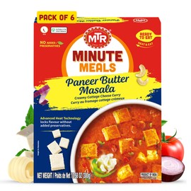 MTR - Minute Meals: Paneer Butter Masala - Creamy Cottage Cheese Curry - Tasty Indian Meal with No Added Preservatives - A Quick Meal Suitable for Vegetarians, Ready in Minutes! (Pack of 6)