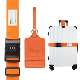 Ferris Luggage Strap for Suitcase TSA Approved with Luggage Tag Suitcase Strap Luggage Straps Luggage Identifiers Luggage Belt Strap Luggage Connector Straps Luggage Accessories (Orange)