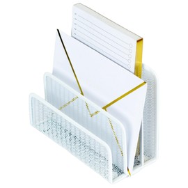 Blu Monaco White Metal Mesh Letter Sorter – 3-Slot Mail Organizer for Desk, Office & Home – Space-Saving Vertical Mail Holder for Envelopes, Documents & Files – Modern Desk Organizer